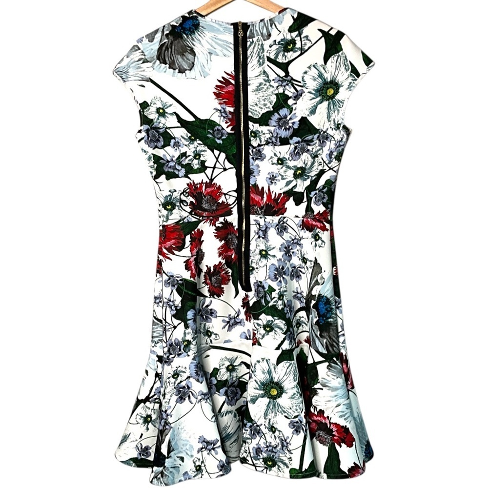 ERDEM Darlina Yuki Garden Neoprene Jersey Dress Exposed Back Zip Ruffle Hem 8 - Picture 4 of 13